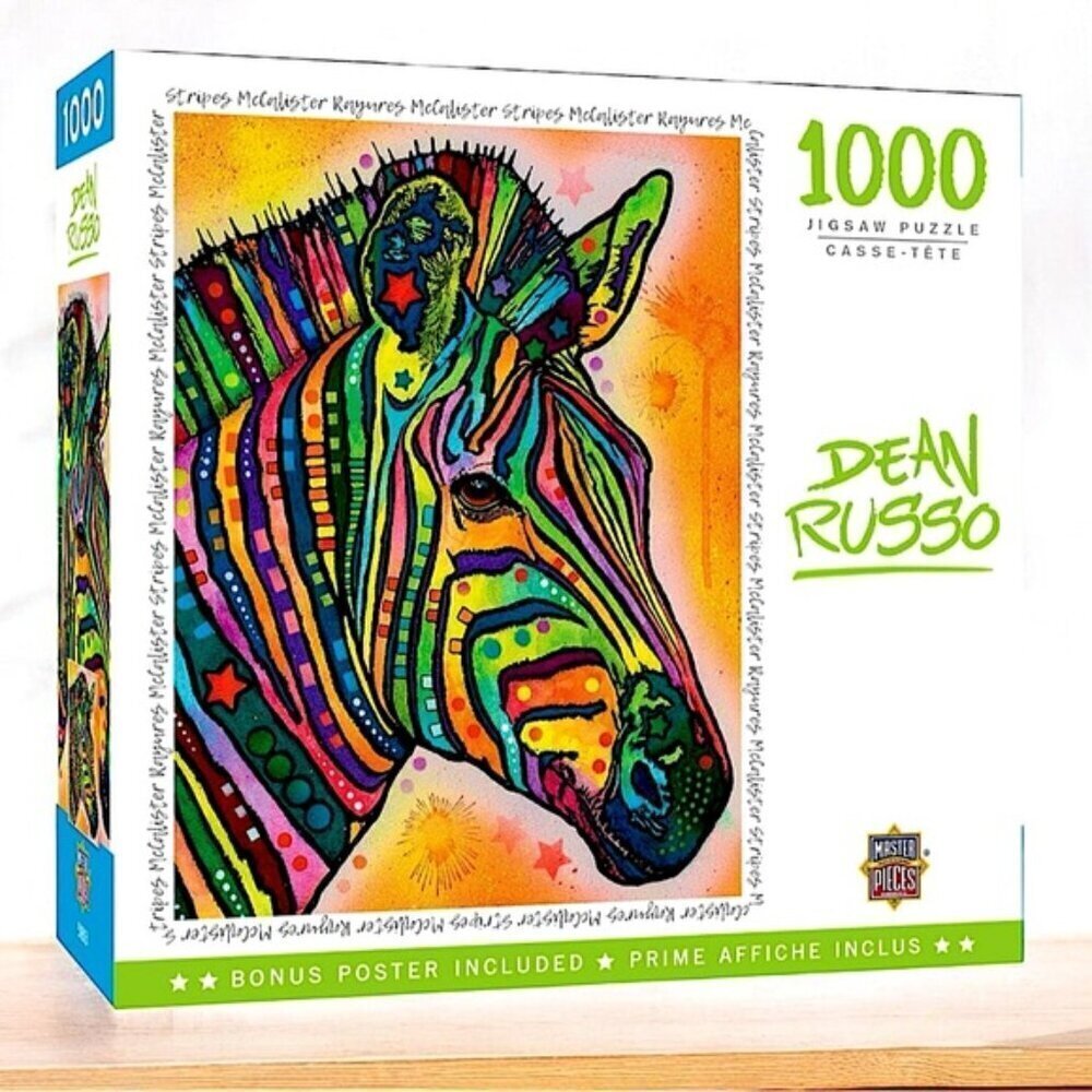 Zebra JigSaw Puzzle Stripes McAlister 1000 Piece Dean Russo 26.75 x 19.25 in